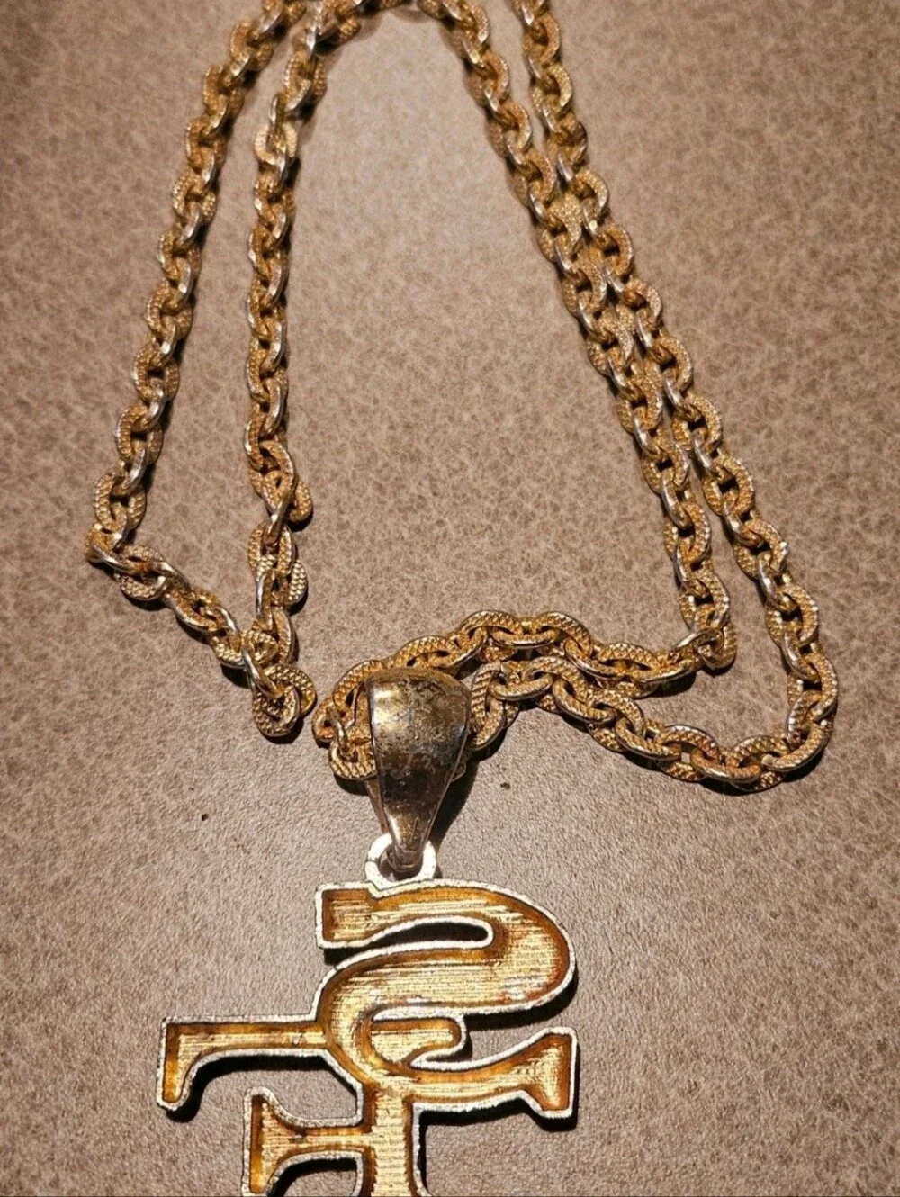San Francisco Long Metal Chain Gold Color Used 16 inch Fashion Jewelry